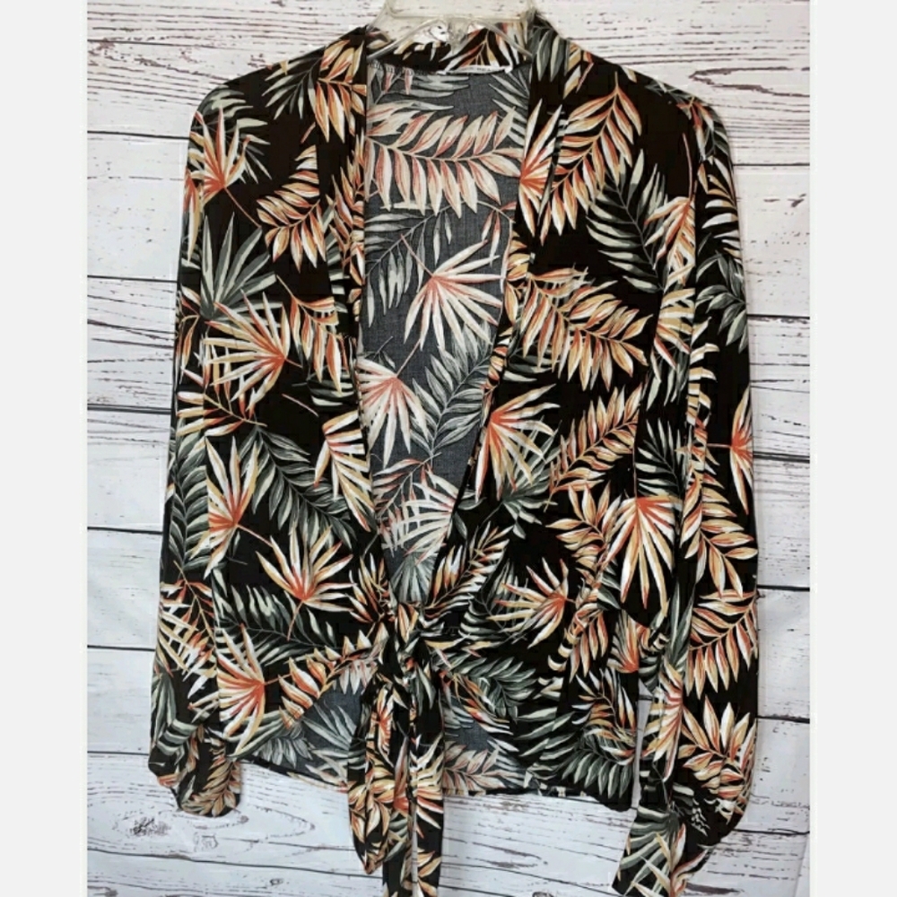 Black Bead Tie front Blouse Sime Medium